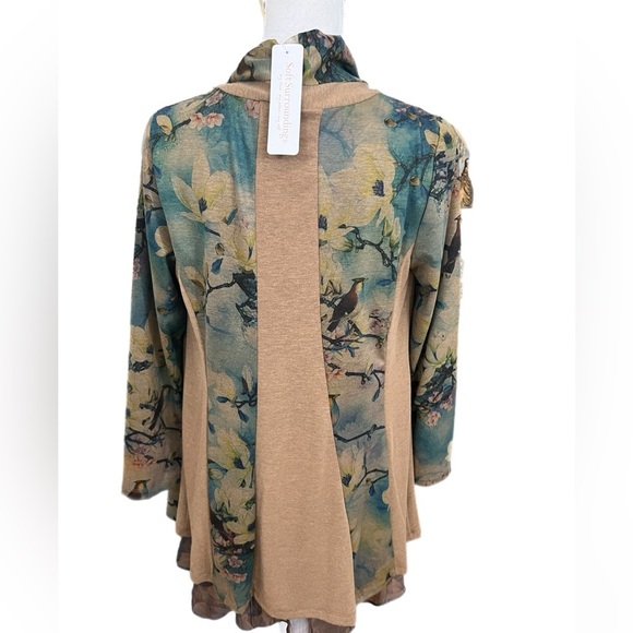 Soft Surroundings Brown/teal Tunic Jacket Top Open Front Size Petite Med NWT - Picture 3 of 5